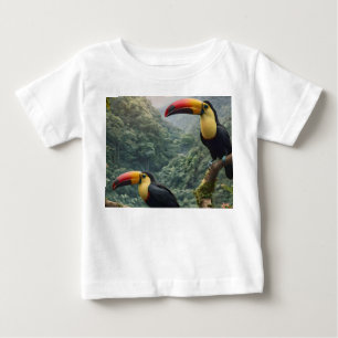 熱帯の調和:樹冠の二羽のヤハズルリ ベビーTシャツ