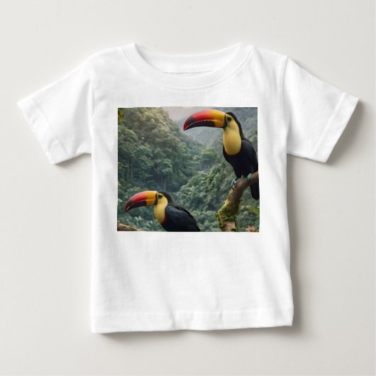 熱帯の調和:樹冠の二羽のヤハズルリ ベビーTシャツ (正面)