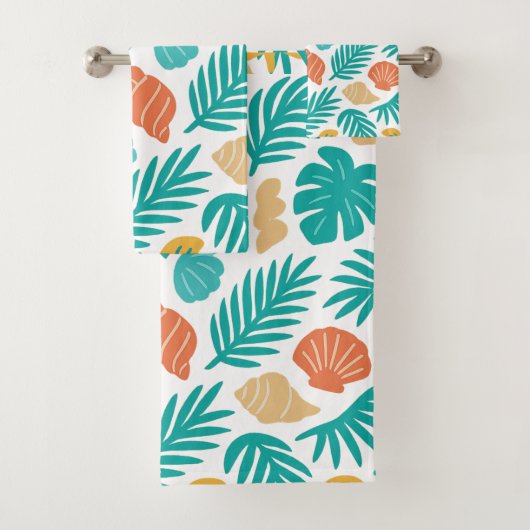 熱帯の貝殻とフロントパターン バスタオルセット (インサイチュ)