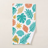 熱帯の貝殻とフロントパターン バスタオルセット (ハンドタオル)