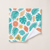 熱帯の貝殻とフロントパターン バスタオルセット (ウォッシュタオル)