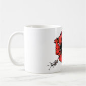 熱帯の赤いハイビスカスの花(緑離れの) コーヒーマグカップ (左)