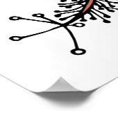 熱帯の赤いハイビスカスの花(緑離れの) ポスター (角)