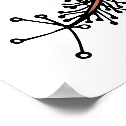 熱帯の赤いハイビスカスの花(緑離れの) ポスター (角)