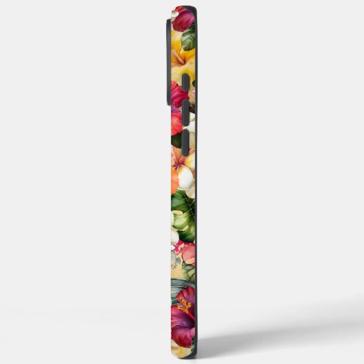 熱帯の赤い黄色のハイビスカスフラワーモノグラム Case-Mate iPhoneケース (裏面 / 左)