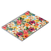 熱帯の赤い黄色の熱帯ハイビスカスの花 ノートブック (左側)