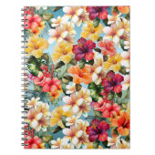 熱帯の赤い黄色の熱帯ハイビスカスの花 ノートブック (正面)