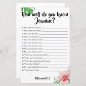 熱帯の赤ちゃんシャワーあなたがどれほど母親を知っているか (正面/裏面)