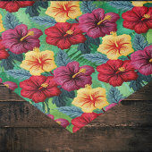 熱帯の赤と金ゴールドの緑の離れハイビスカス 薄葉紙