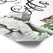 熱帯の野生のサファリ動物の赤ちゃんシャワーギフトサイン ポスター (角)