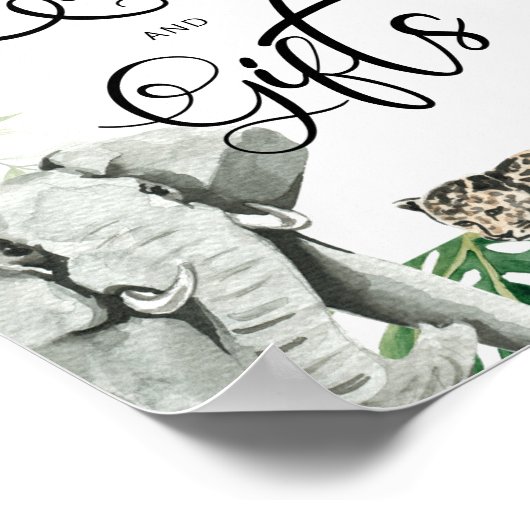 熱帯の野生のサファリ動物の赤ちゃんシャワーギフトサイン ポスター (角)