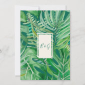 熱帯の野結婚花の緑の日が安全 招待状 (裏面)