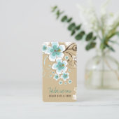 熱帯の青いハイビスカスの花と渦巻素朴き 名刺 (スタンド正面)