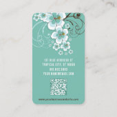 熱帯の青いハイビスカスの花と渦巻素朴き 名刺 (裏面)