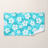 熱帯の青と白のハイビスカスの花模様 バスタオルセット (ハンドタオル)