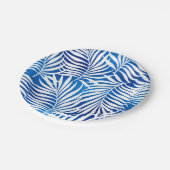 熱帯の青と白の葉 |フローラ ペーパープレート (アングル)