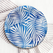 熱帯の青と白の葉 |フローラ ペーパープレート