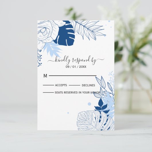 熱帯の青と白の葉 出欠カード (スタンド正面)