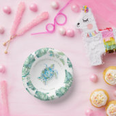 熱帯の青と緑のウミガメ赤ちゃんシャワー ペーパーボウル (パーティー)