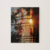 熱帯の静けさ:ハワイアンの太陽とヤシの木 ジグソーパズル (縦)