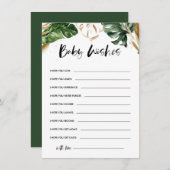 熱帯の願いベビー金ゴールド葉ベビッグシャワー エンクロージャーカード (正面/裏面)