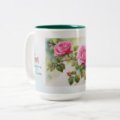 熱帯の鳥とバラ15oz 2トーンセラミックマグカップ ツートーンマグカップ (正面左)