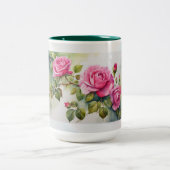 熱帯の鳥とバラ15oz 2トーンセラミックマグカップ ツートーンマグカップ (中央)