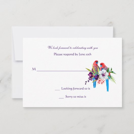 熱帯の鳥　レスポンスカード 招待状 (正面)