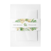 熱帯の黄金色の葉のモノグラム結婚グラム 招待状ベリーバンド (正面例)