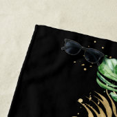 熱帯の黄金色の葉モノグラム ビーチタオル (インサイチュ)