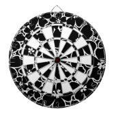 熱帯の黒と白のハイビスカス ダーツボード (正面)