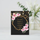 熱帯の16個の幾何学的な黒い星の招待 ポストカード (スタンド正面)