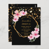 熱帯の16個の幾何学的な黒い星の招待 ポストカード (正面/裏面)