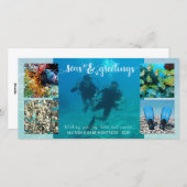 熱帯の「海と挨拶」 5つのフォトコラージュ シーズンカード (正面/裏面)