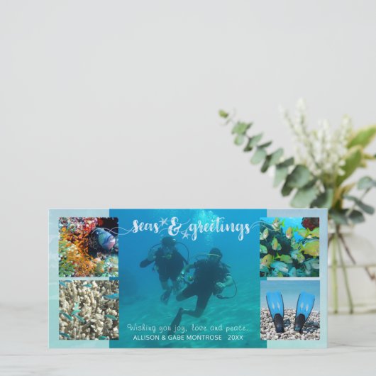 熱帯の「海と挨拶」 5つのフォトコラージュ シーズンカード (スタンド正面)