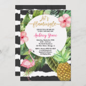 熱帯のsipと参照して、赤ちゃんの女の子フラミンゴに会う 招待状 (正面/裏面)