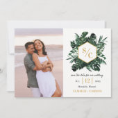 熱帯のVibe結婚式の日付カードを保存 シーズンカード (正面)