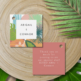 熱帯はっきりした抽象芸術サンゴティール（緑がかった色）結婚ズ フェイバータグ