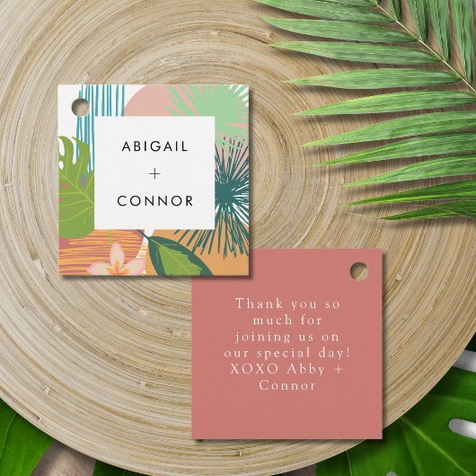 熱帯はっきりした抽象芸術サンゴティール（緑がかった色）結婚ズ フェイバータグ