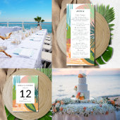 熱帯はっきりした抽象芸術サンゴティール（緑がかった色）結婚ズ 招待状