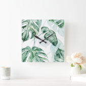 熱帯やし割れた葉 スクエア壁時計 (ホーム)
