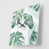 熱帯やし割れた葉 スクエア壁時計 (傾斜)