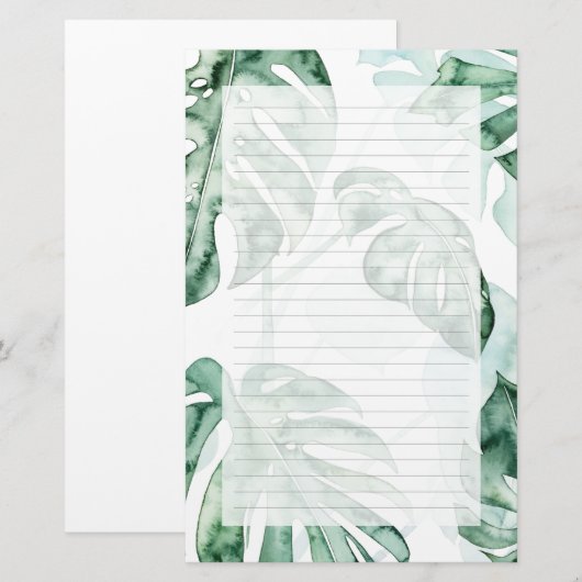 熱帯やし割れた葉 便箋 (正面/裏面)