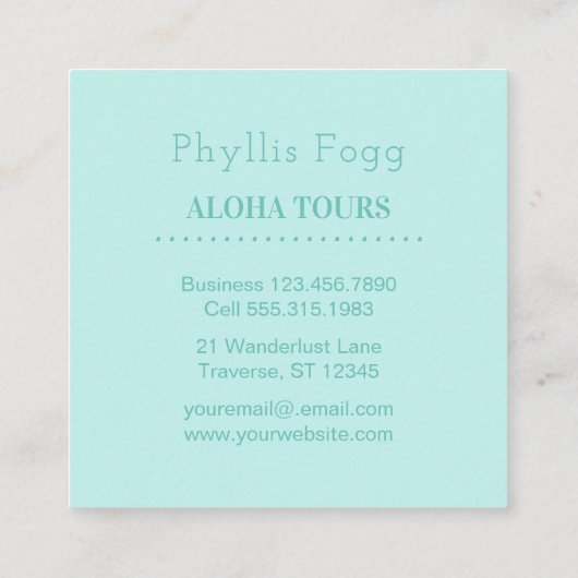 熱帯やし葉状体の旅行会社の代理店 スクエア名刺 (裏面)