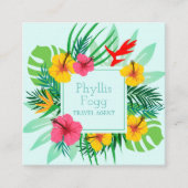 熱帯やし葉状体の旅行会社の代理店 スクエア名刺 (正面)