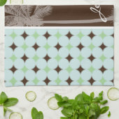 熱帯やし; セージグリーン及びブラウン キッチンタオル (折り畳み)