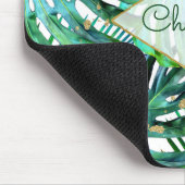 熱帯やしMonsteraの葉の金ゴールドのグリッター マウスパッド (コーナー)