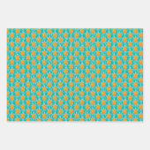 熱帯よくはしゃぐウミガメ青と緑 ラッピングペーパーシート (正面3)