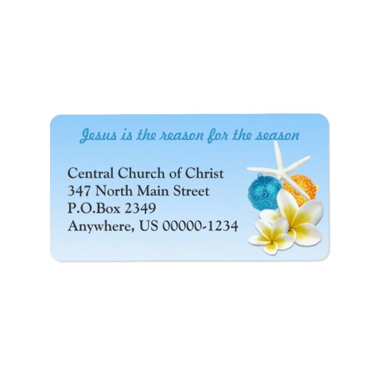 熱帯をテーマにしたキリスト教教会住所 シール (正面)