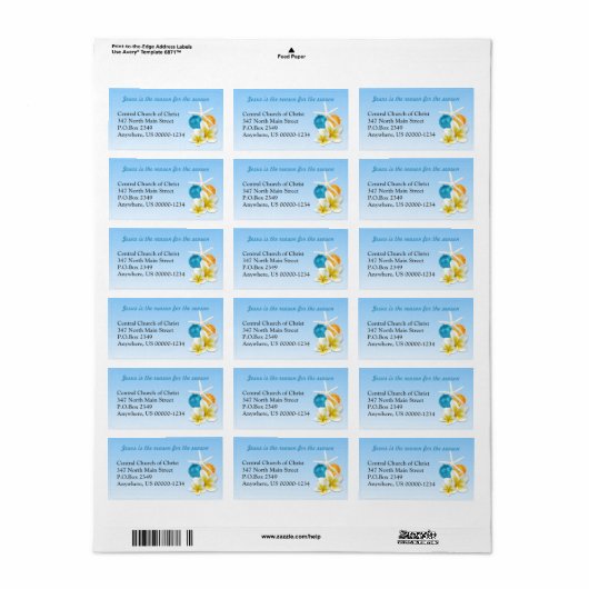 熱帯をテーマにしたキリスト教教会住所 シール (フルシート)